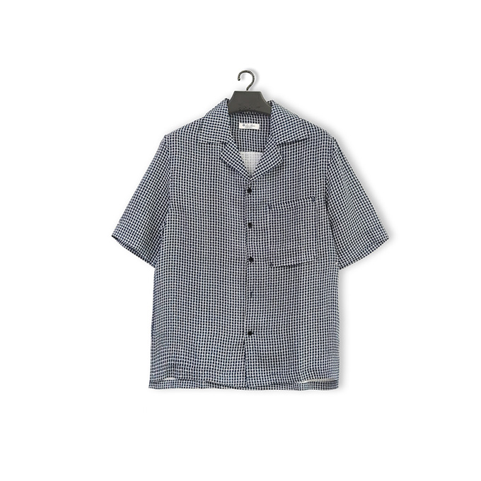 loro piana ss25 federico houndstooth linen short sleeve shirt